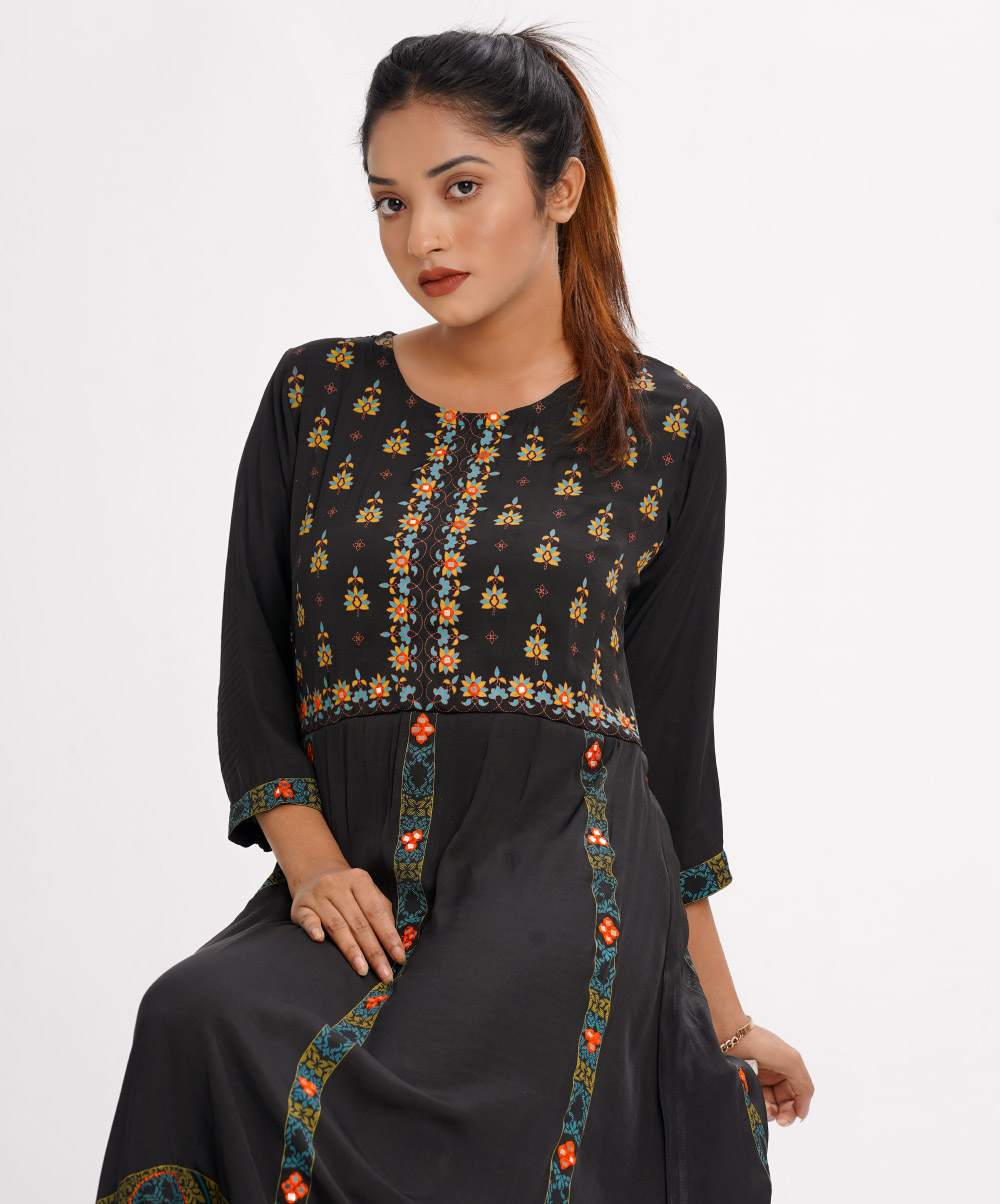 Black Georgette A-line Tunic