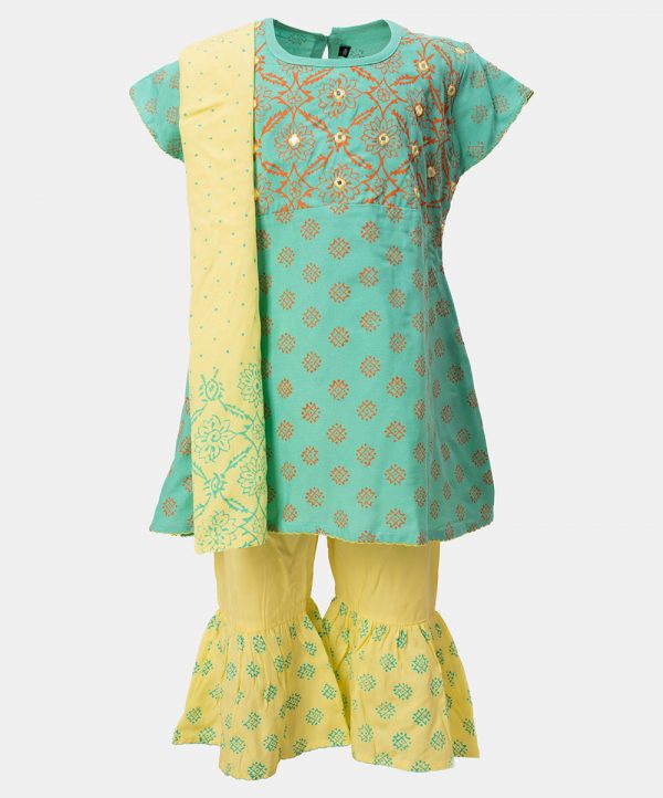 Green Cotton Salwar Kameez