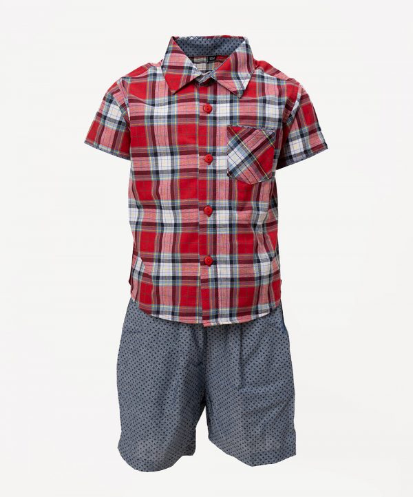 Red Cotton Shirt Pant Set