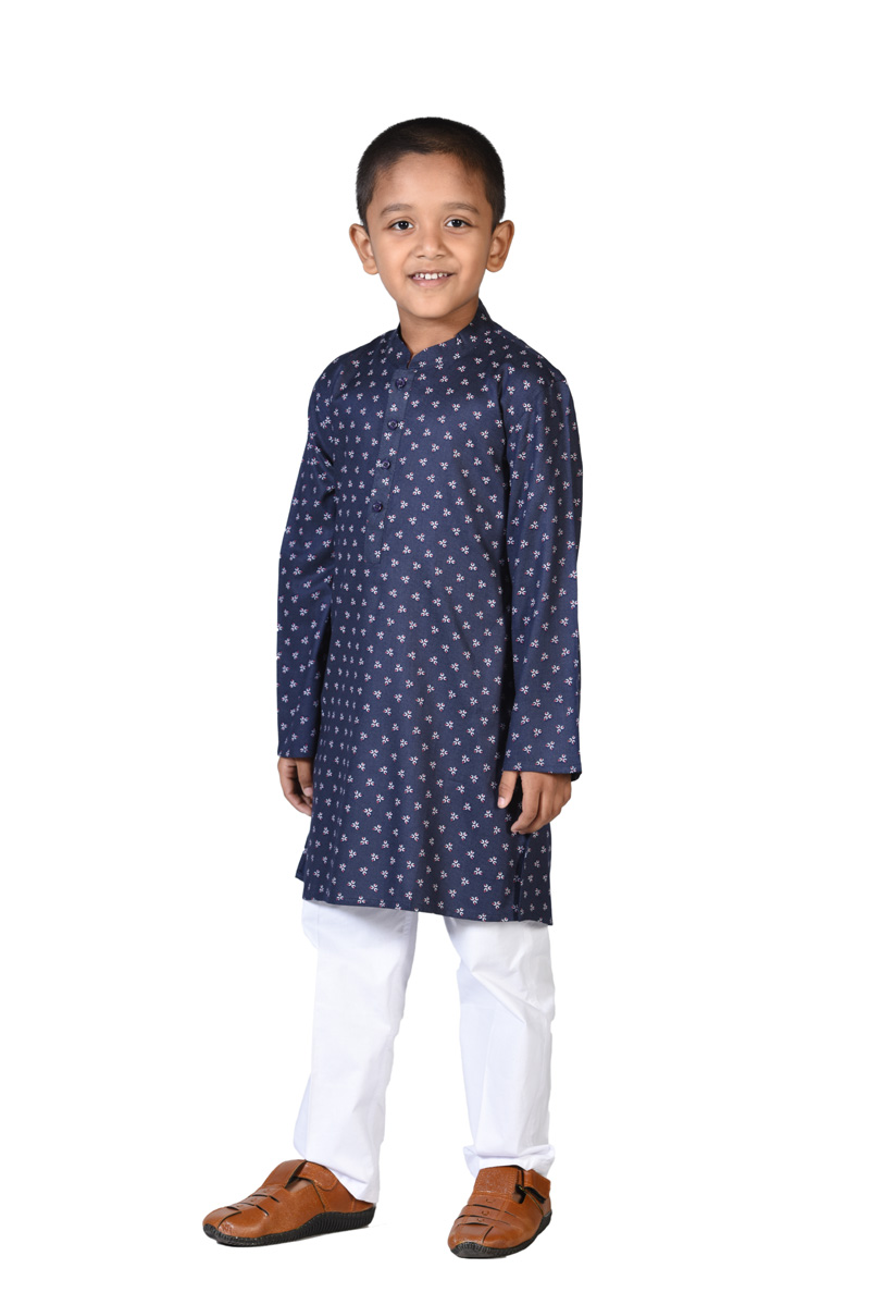 Metallic Brown Cotton Printed Panjabi for Boys
