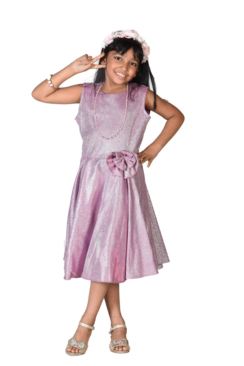 Orchid Pink Georgette Frock for Junior Girls