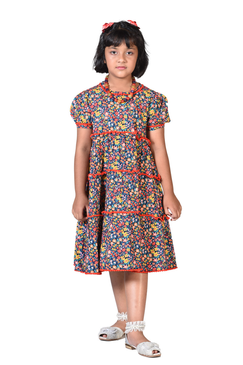 Linen Printed Frock for Girls