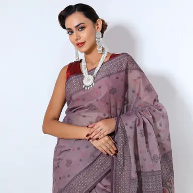 Brown  Cotton Saree