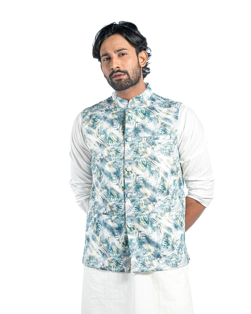 Bottle Green Cotton Printed Coaty
