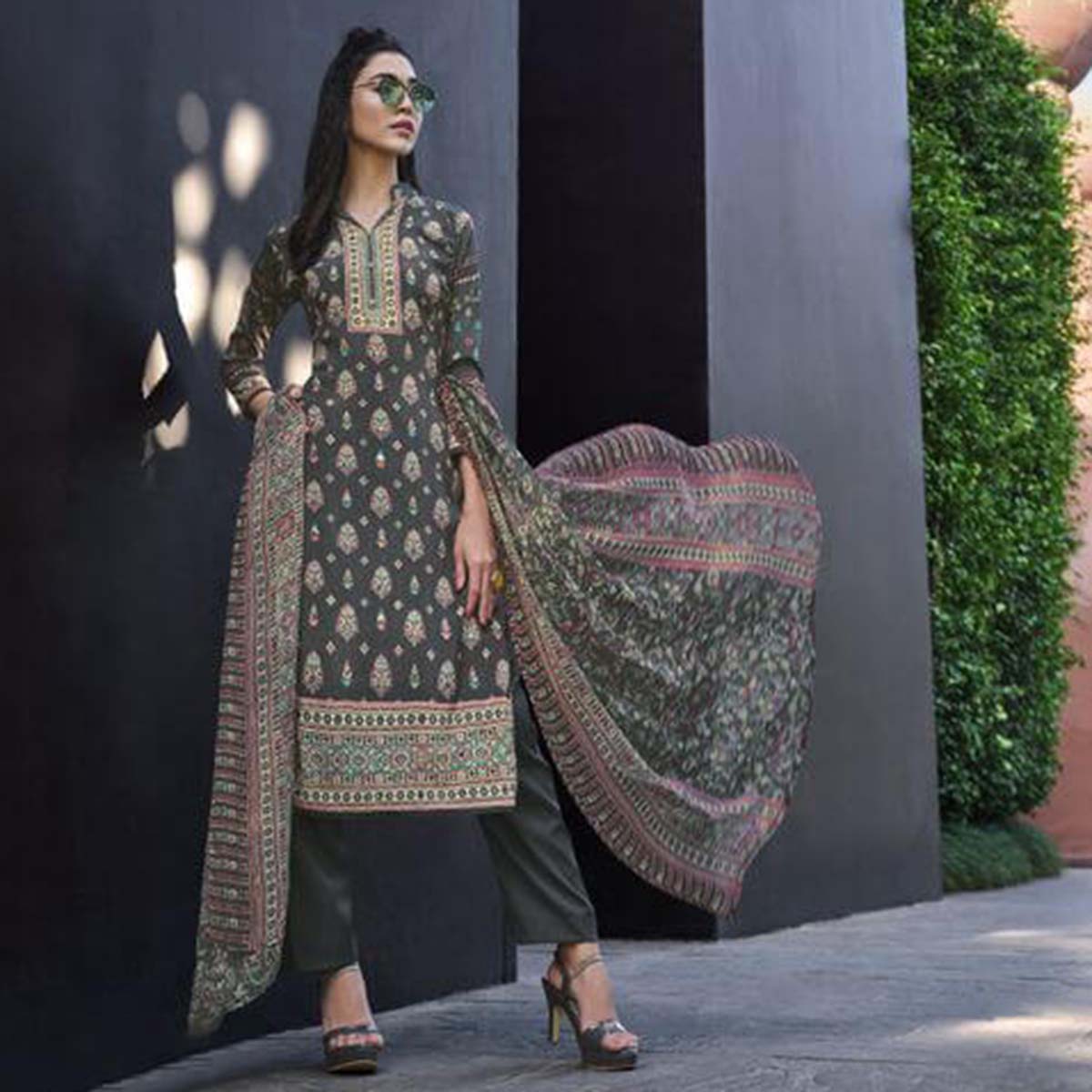 Pure Crepe Digital Print Salwar Suits