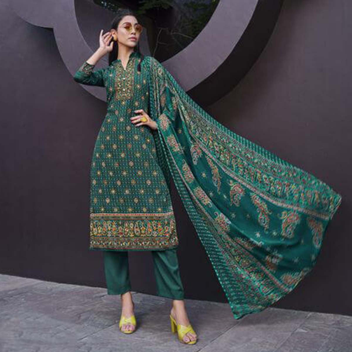 Pure Crepe Digital Print Salwar Suits