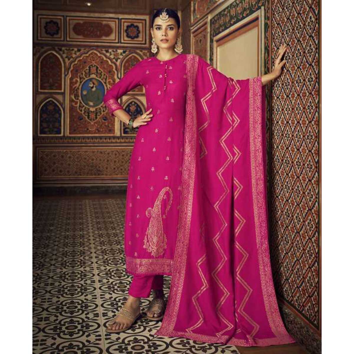 Viscose Pashmina Jacquard Salwar Suits