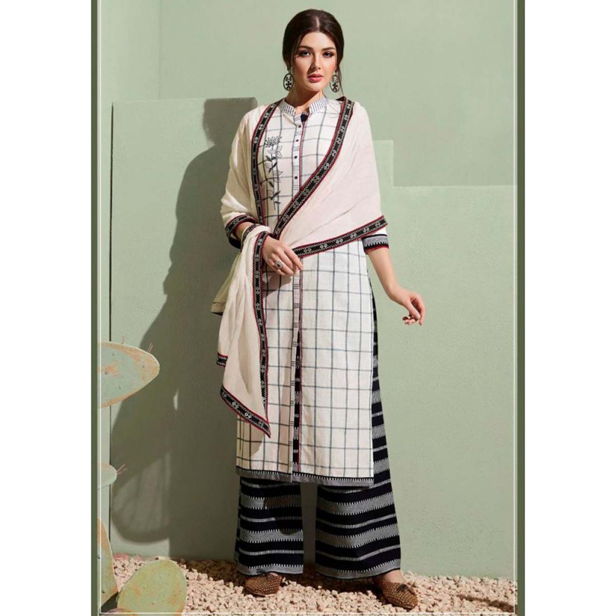South Cotton Salwar Suits With Silk Dupatta