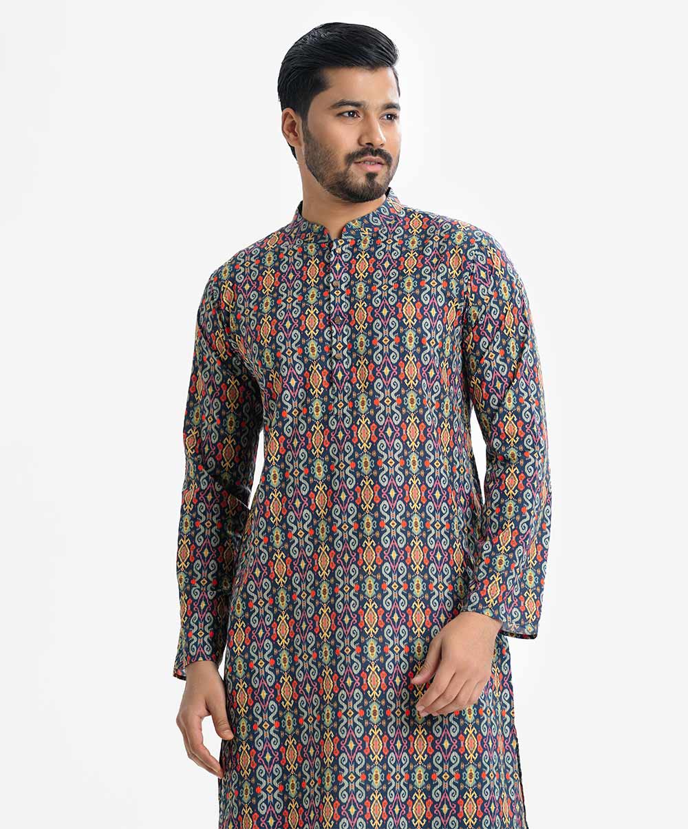 Multi-Color Cotton Semi Fitted Panjabi