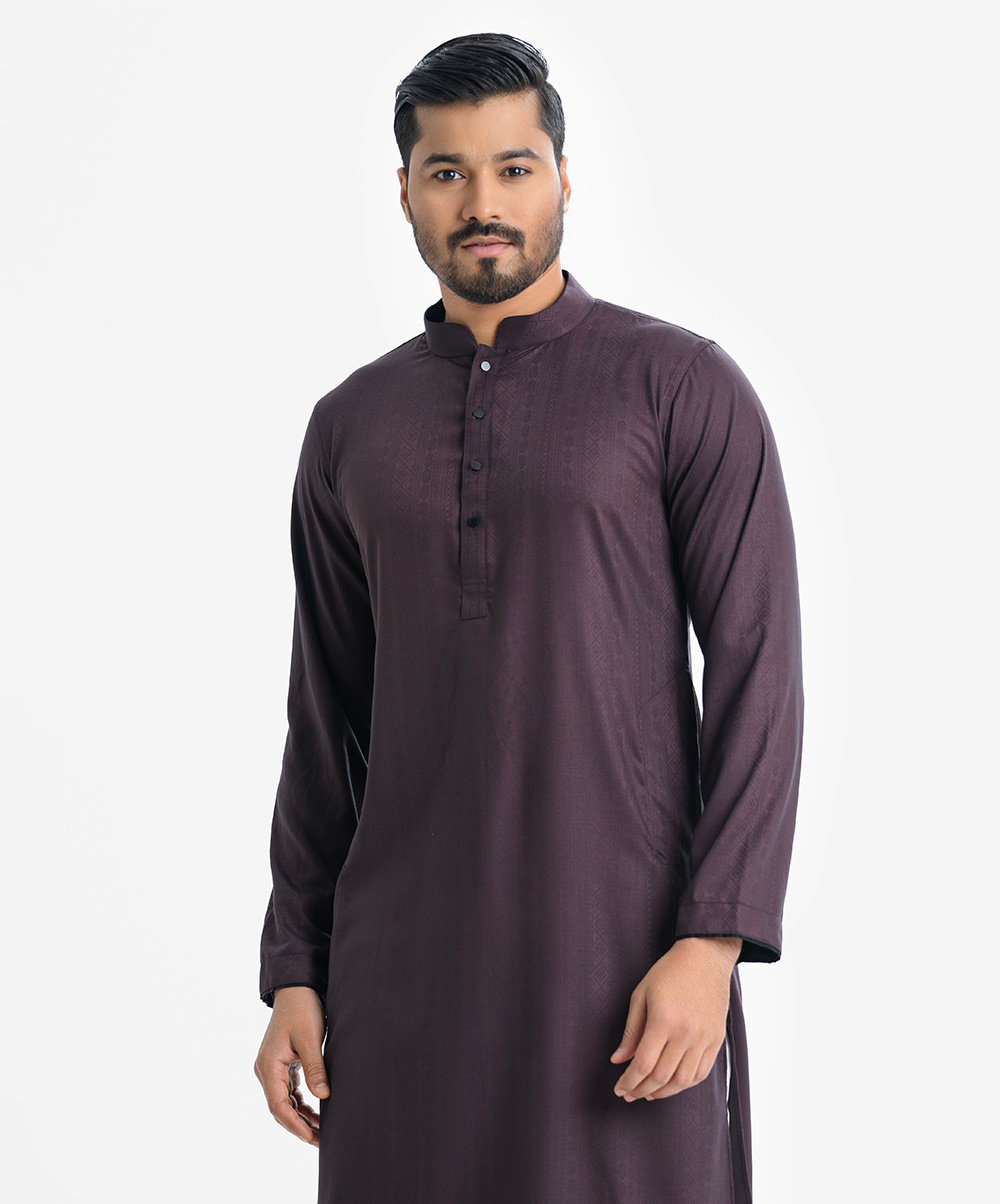 Gray Cotton Semi Fitted Panjabi