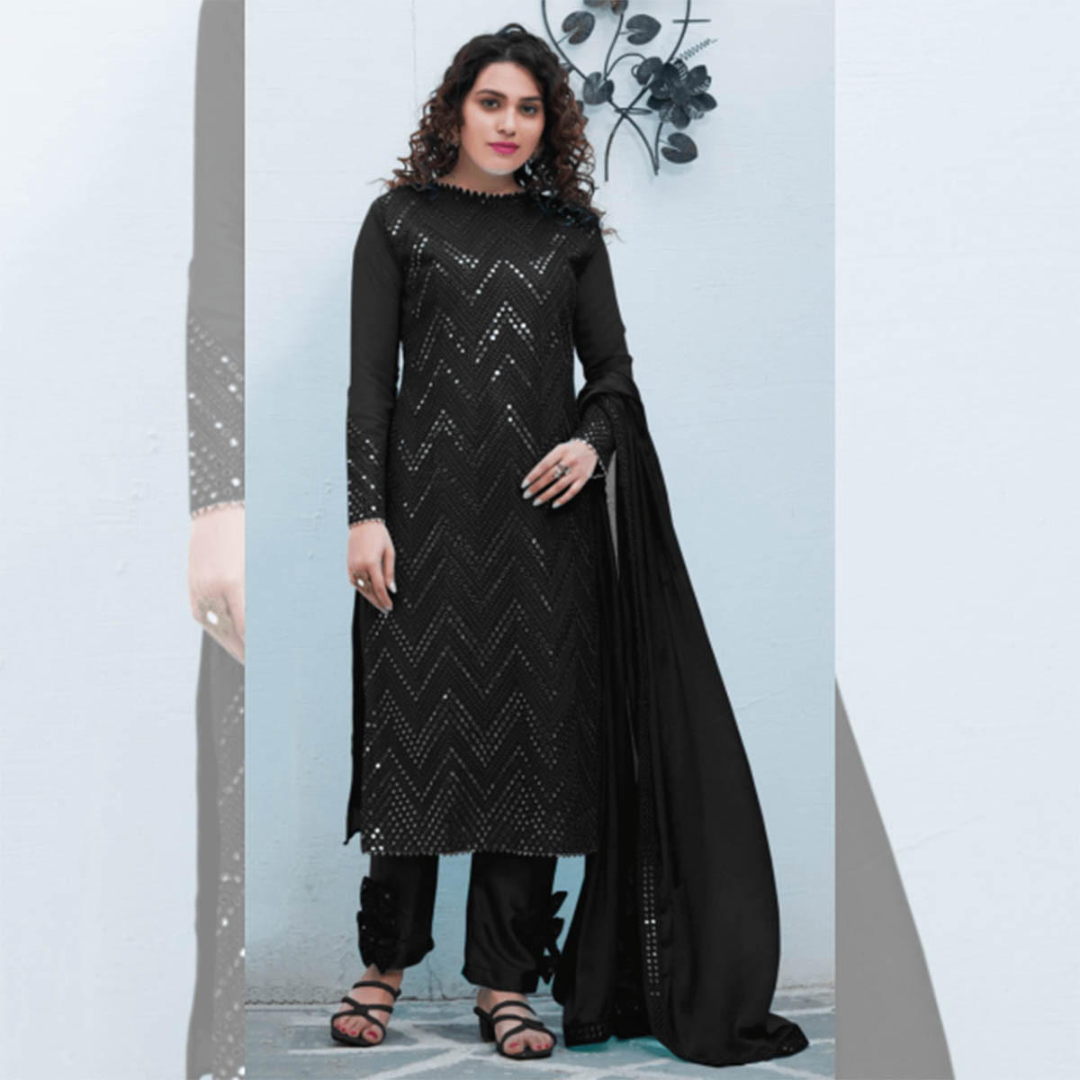 Chikankari Georgette Embroidered Dress Material