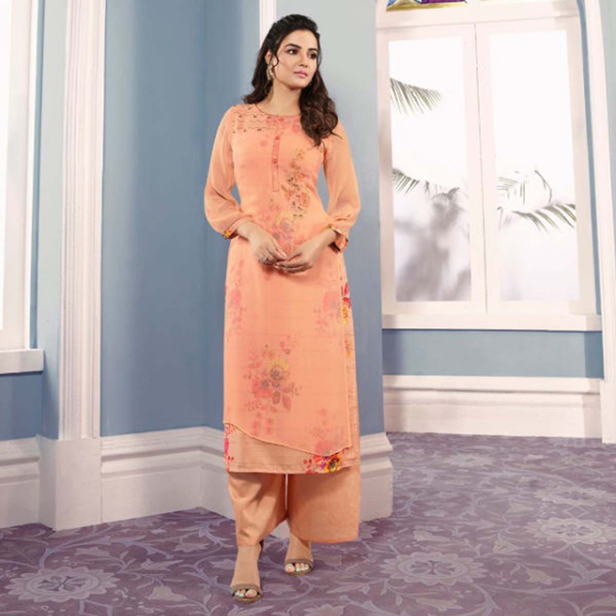 Vinay Tumbaa Georgette Kurti with Viscose Palazzo