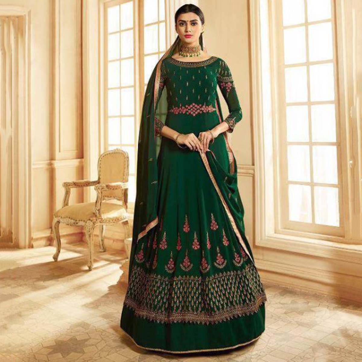Zubeda Seher Embroidered Georgette Gown Suits