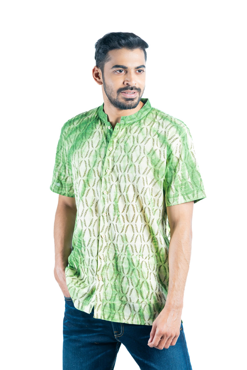Green Cotton Printed & Tie-dyed Fatua