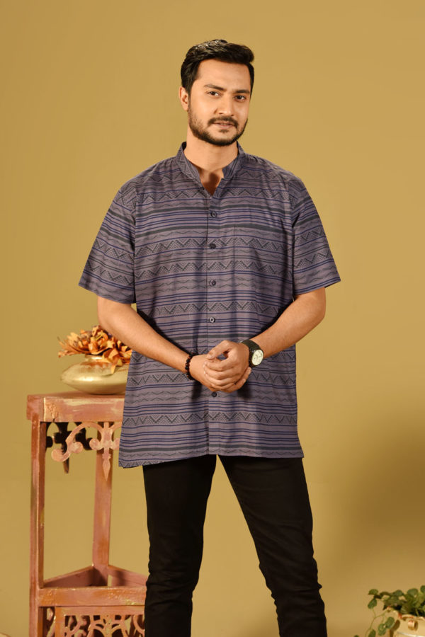 Dark Grey Cotton Printed Fatua