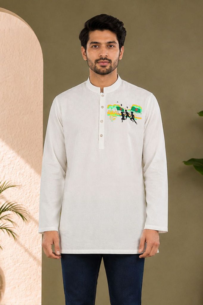 Off White Jacquard Cotton Printed Fatua