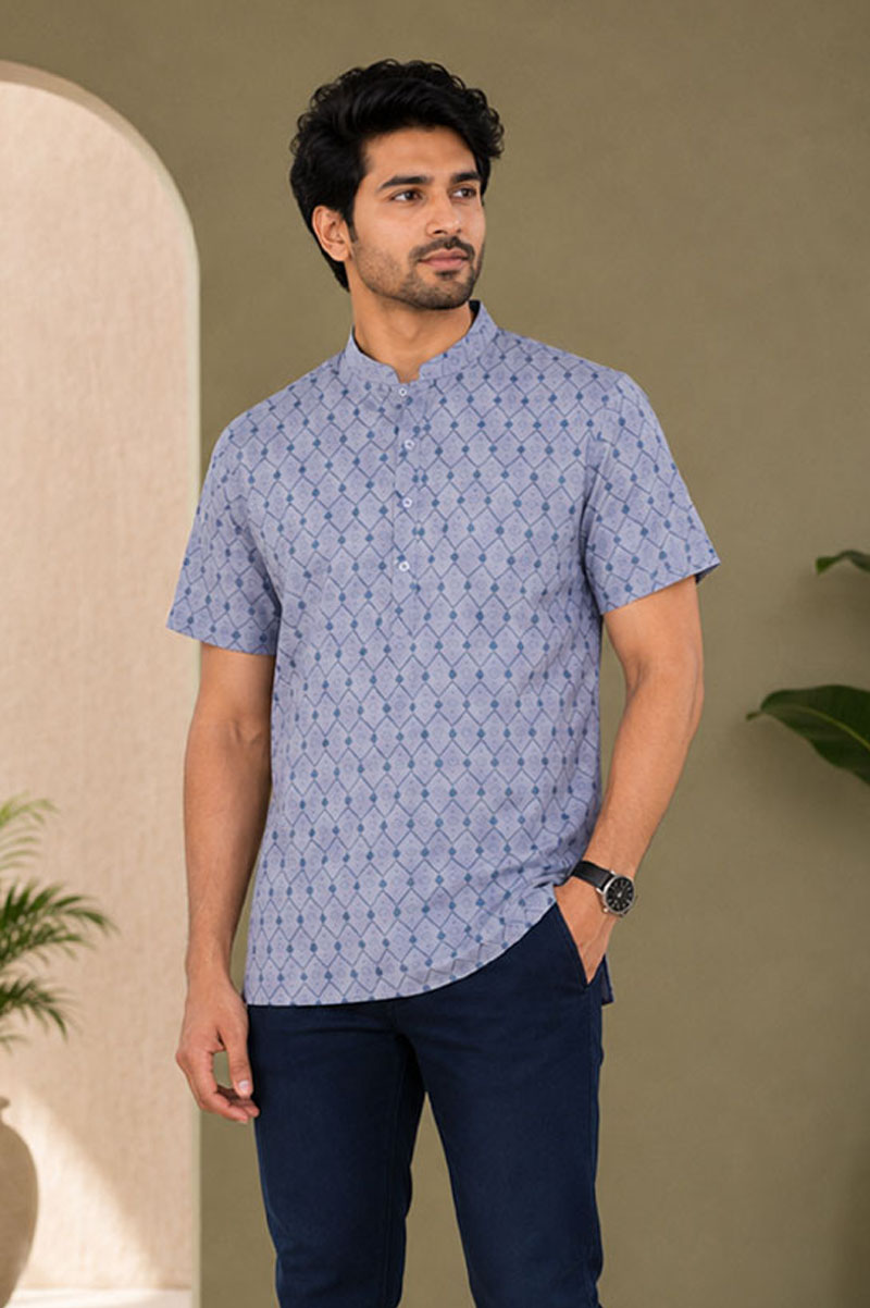 Antique Blue Cotton Printed Fatua