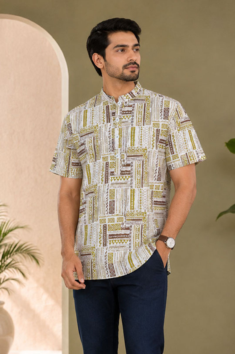 Off White Cotton Printed Fatua