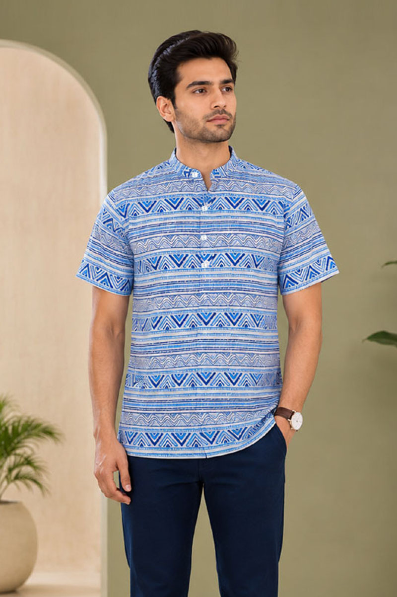 Blue Cotton Printed Fatua