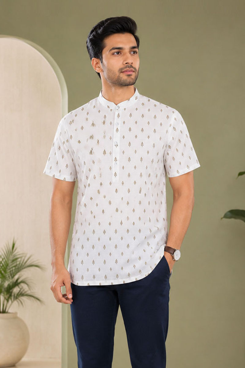 Off White Cotton Printed Fatua