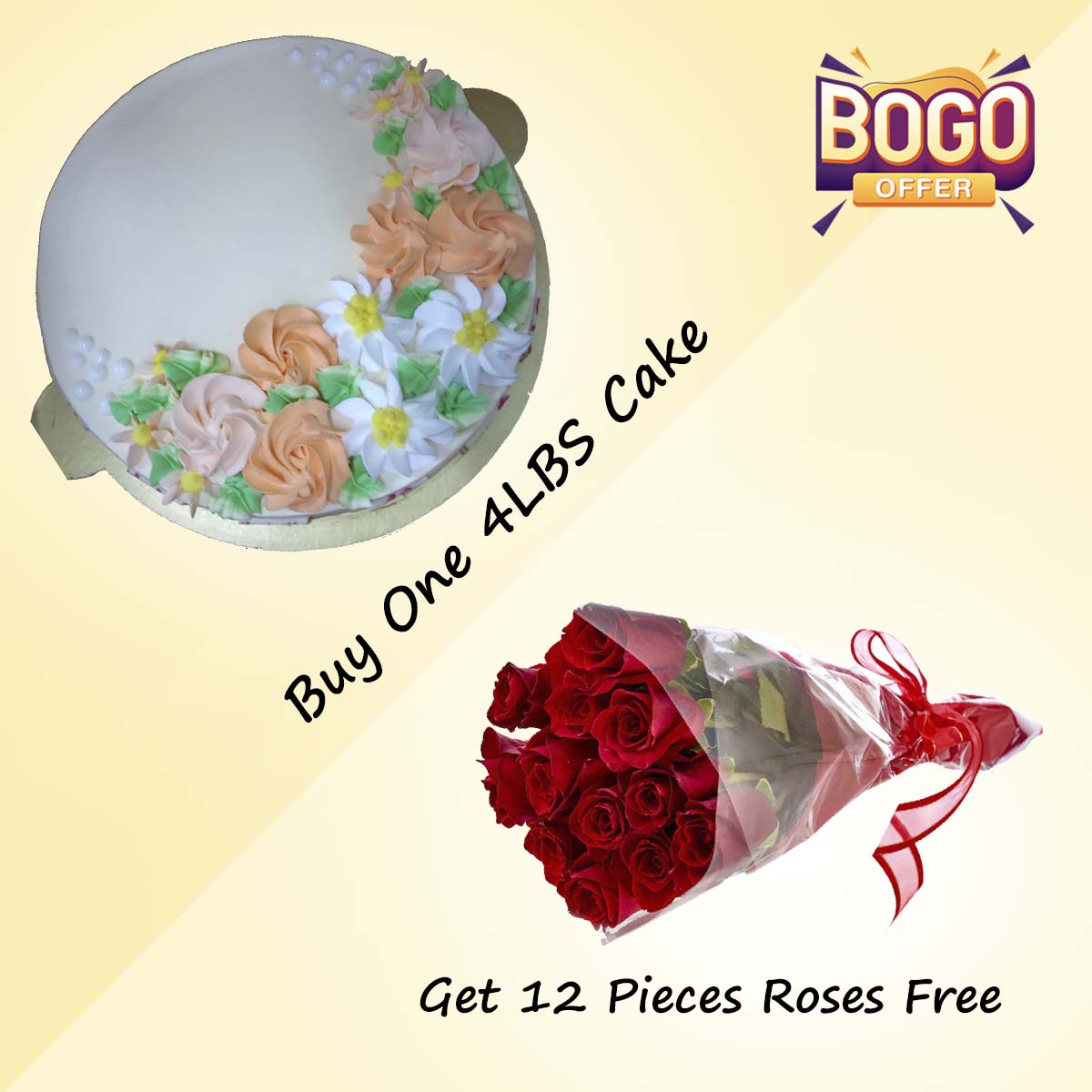 Buy One Hot Cake  4LBS Get 12 Pieces Rose Free