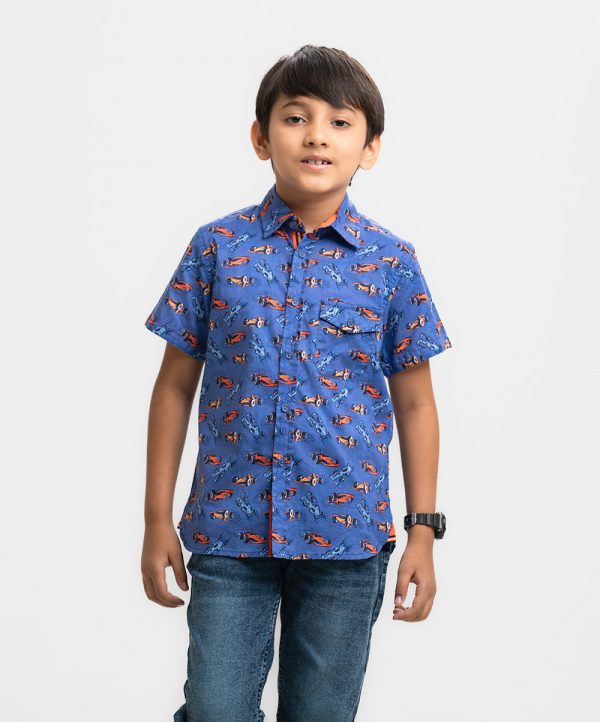 Purple cotton Sort Sleeve Casual Shirt
