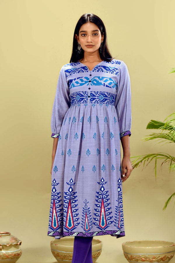 Lavender Georgette Printed Kurti