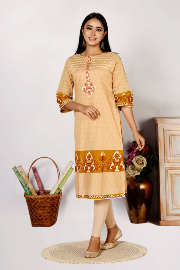 Sepia Voile Printed Kurti