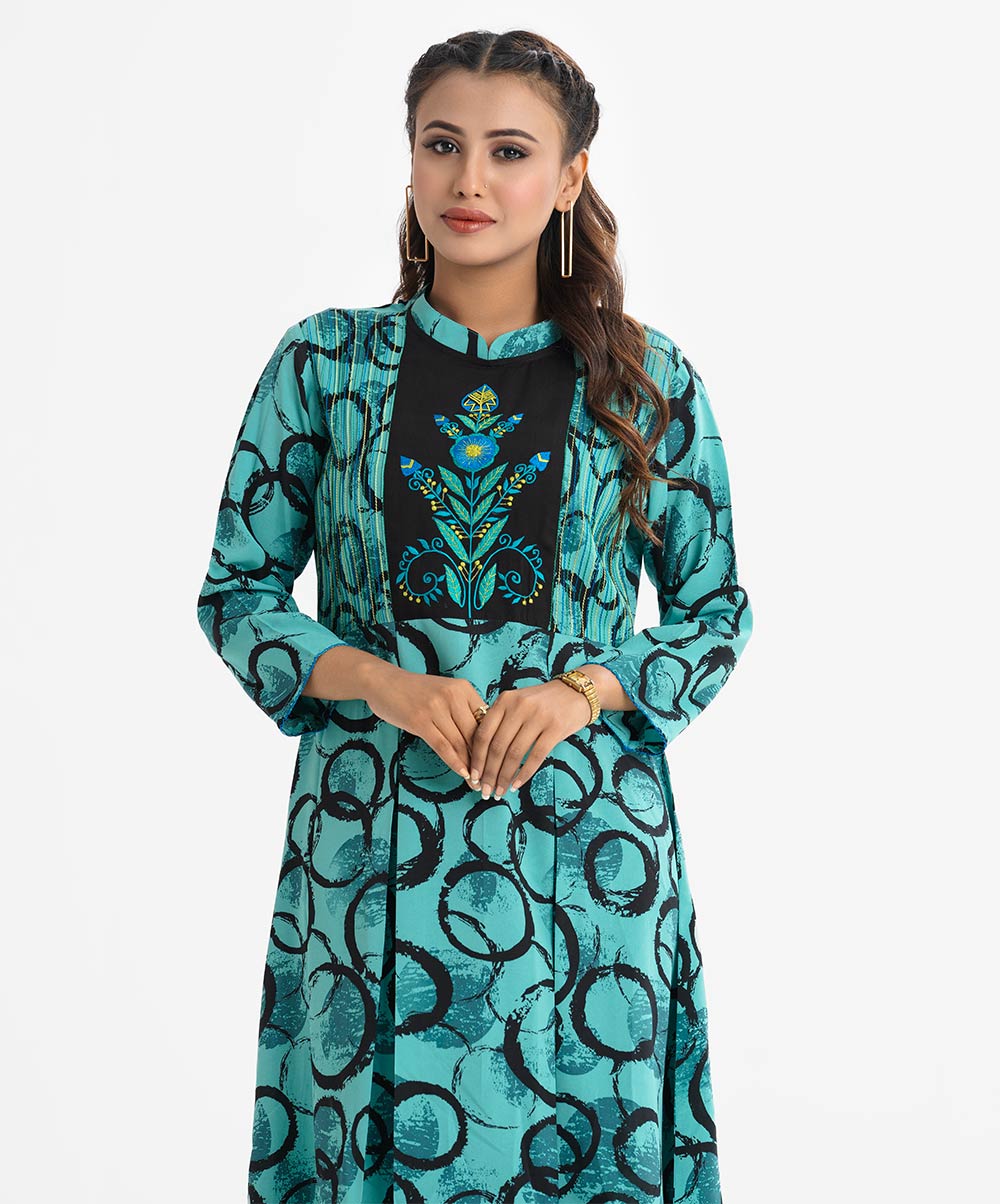 Green Georgette A-Line Tunic