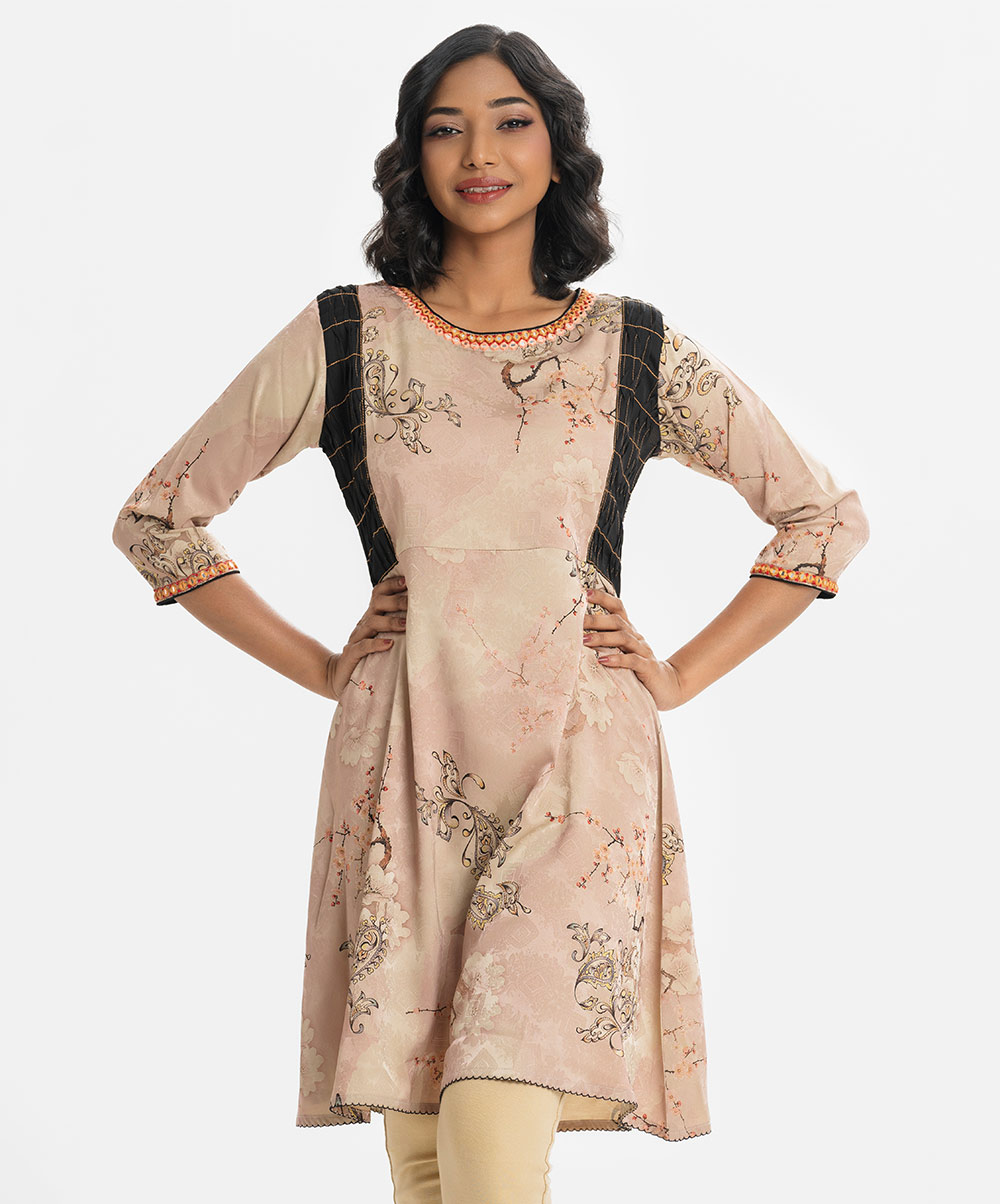 Nude Satin A-line Tunic