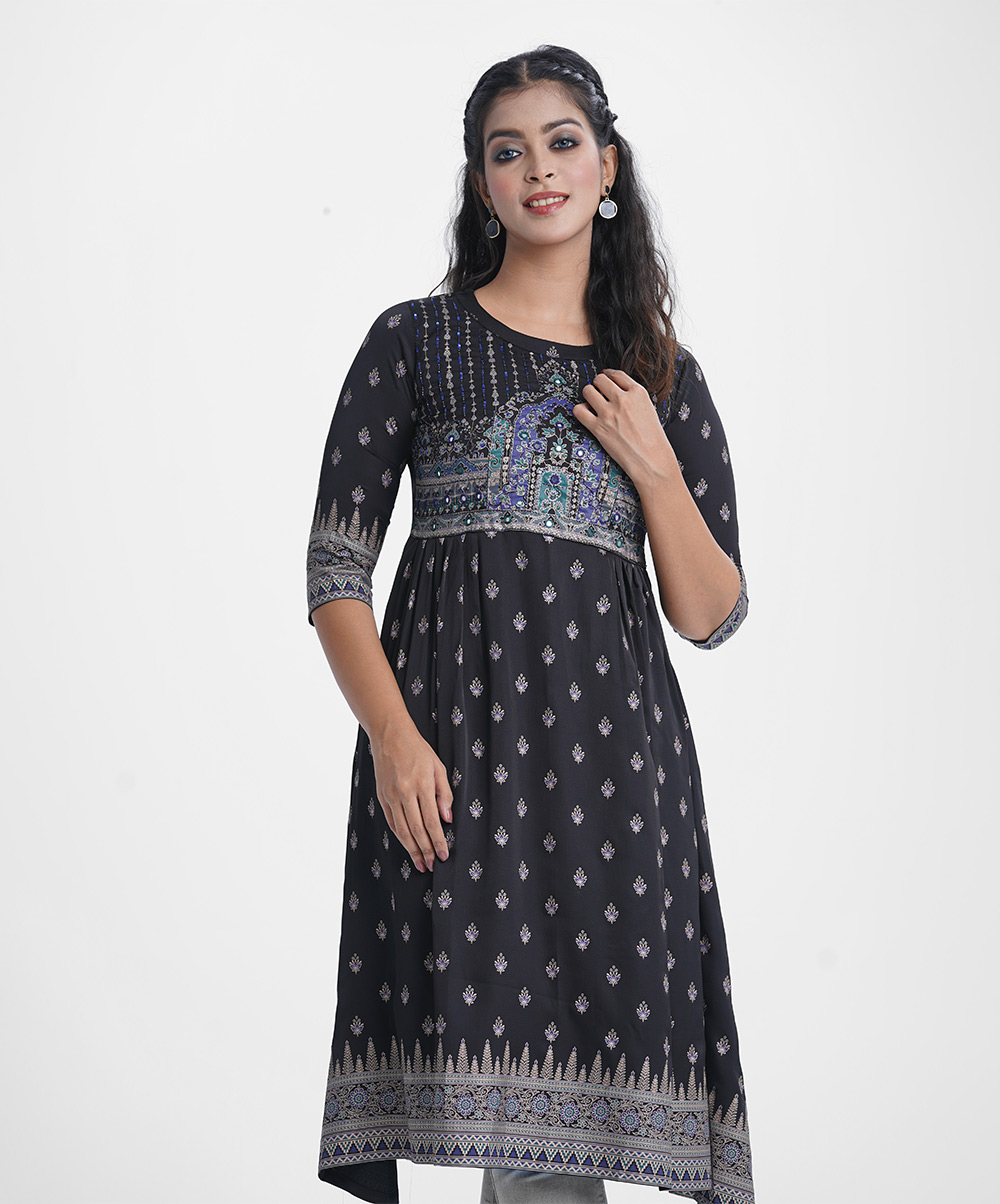 Black Crepe A-Line Tunic