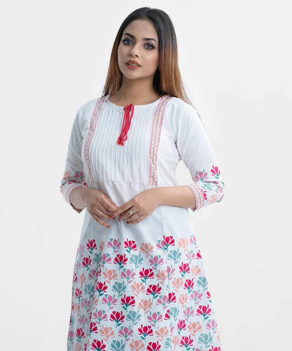 White Cotton A-line Tunic