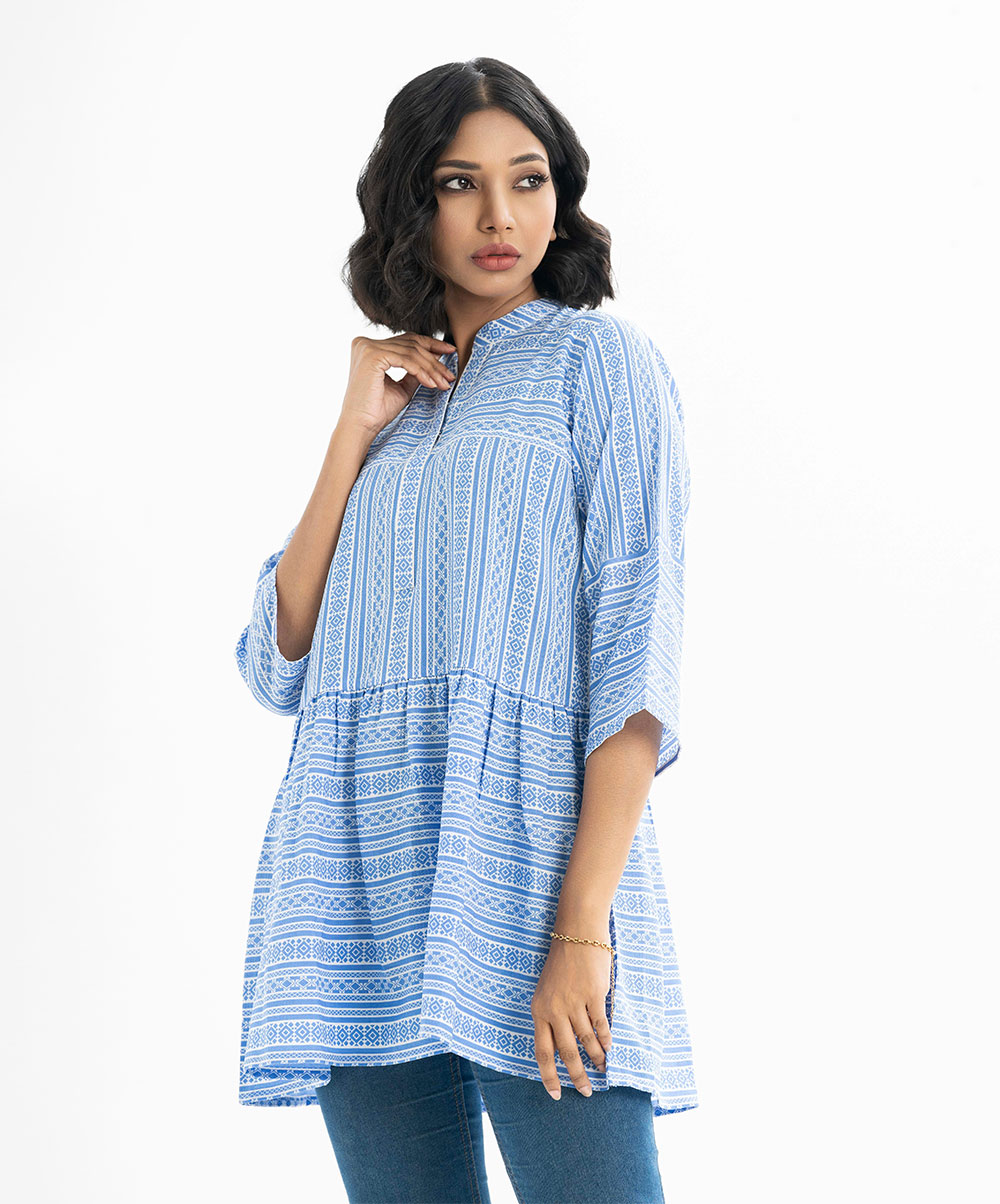 Blue Georgette Tiered Tunic