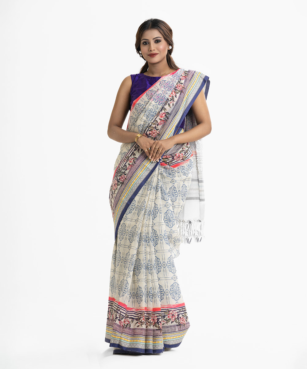 white Cotton Saree