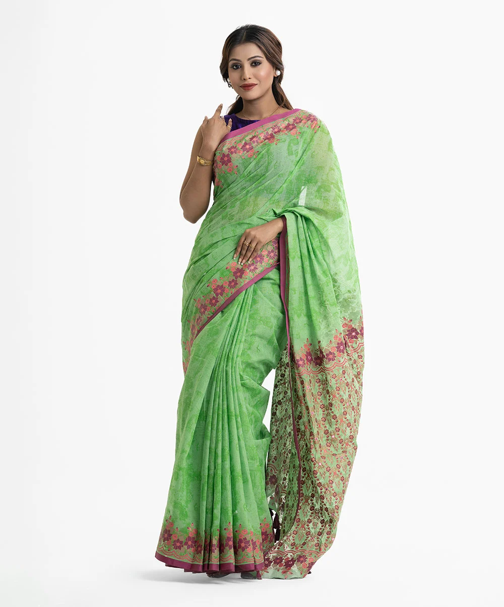 Mint Green Cotton Saree