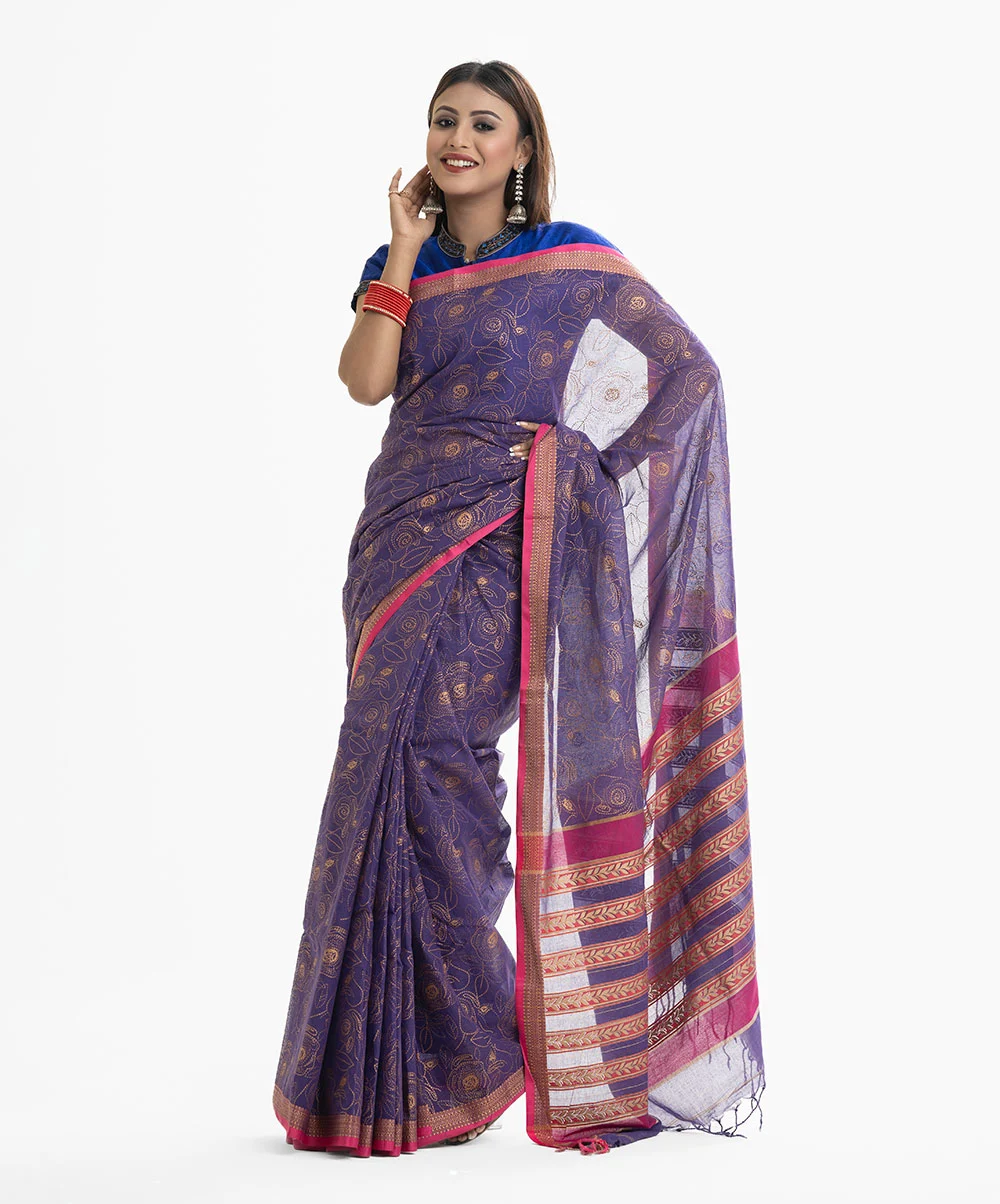 Purple Cotton Saree