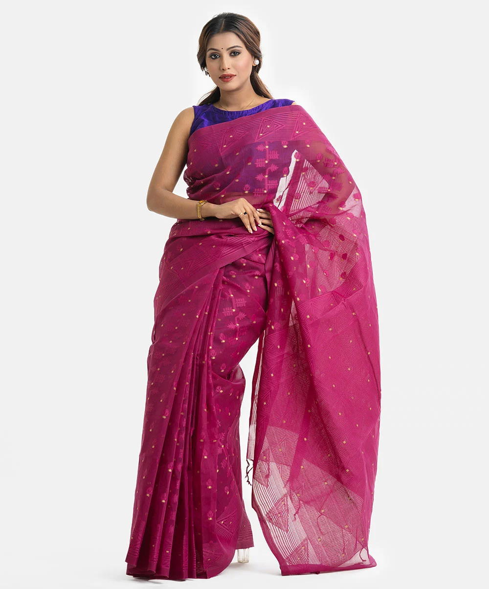 Maroon Cotton Saree