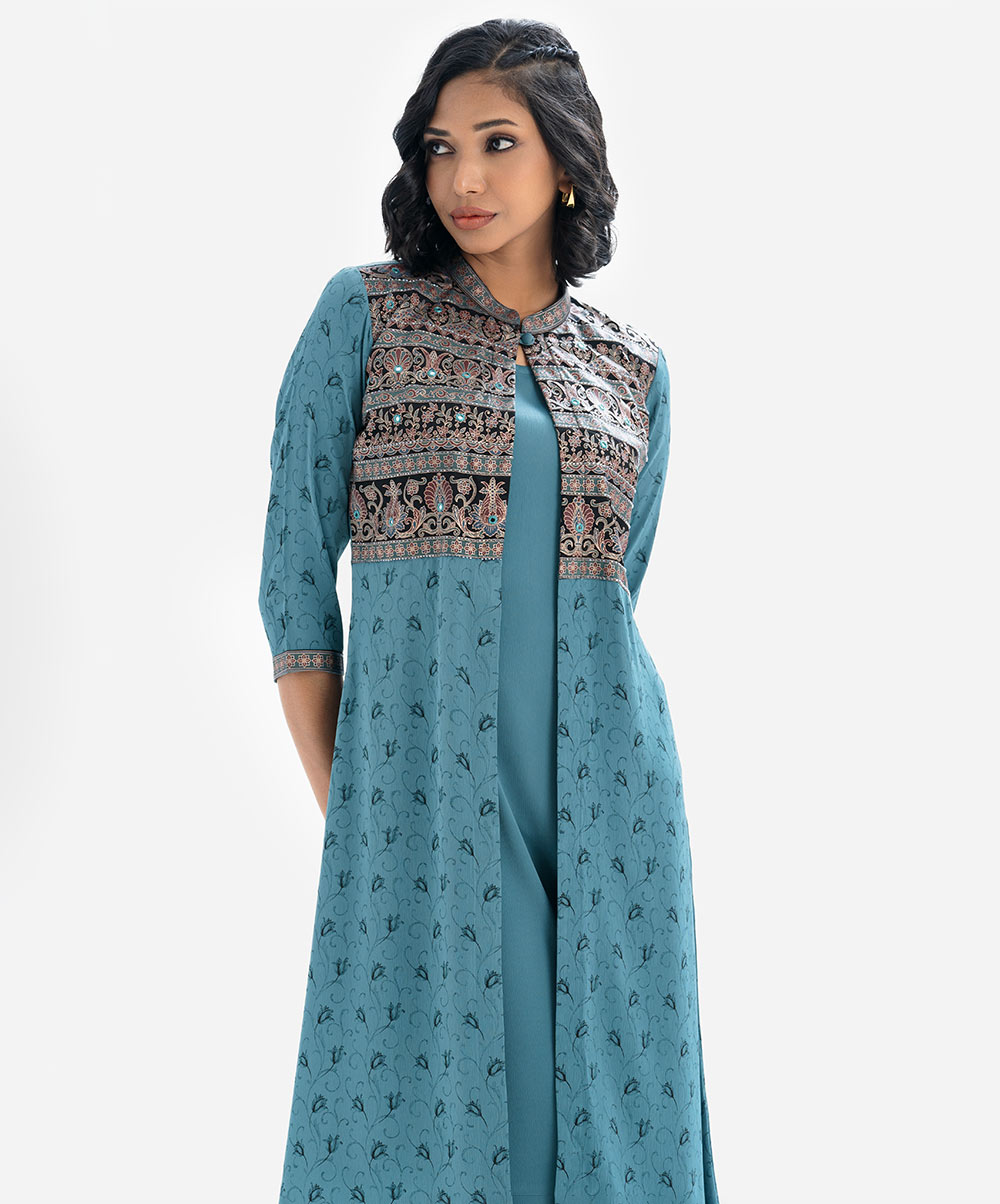 Blue Viscose Tent-style Tunic