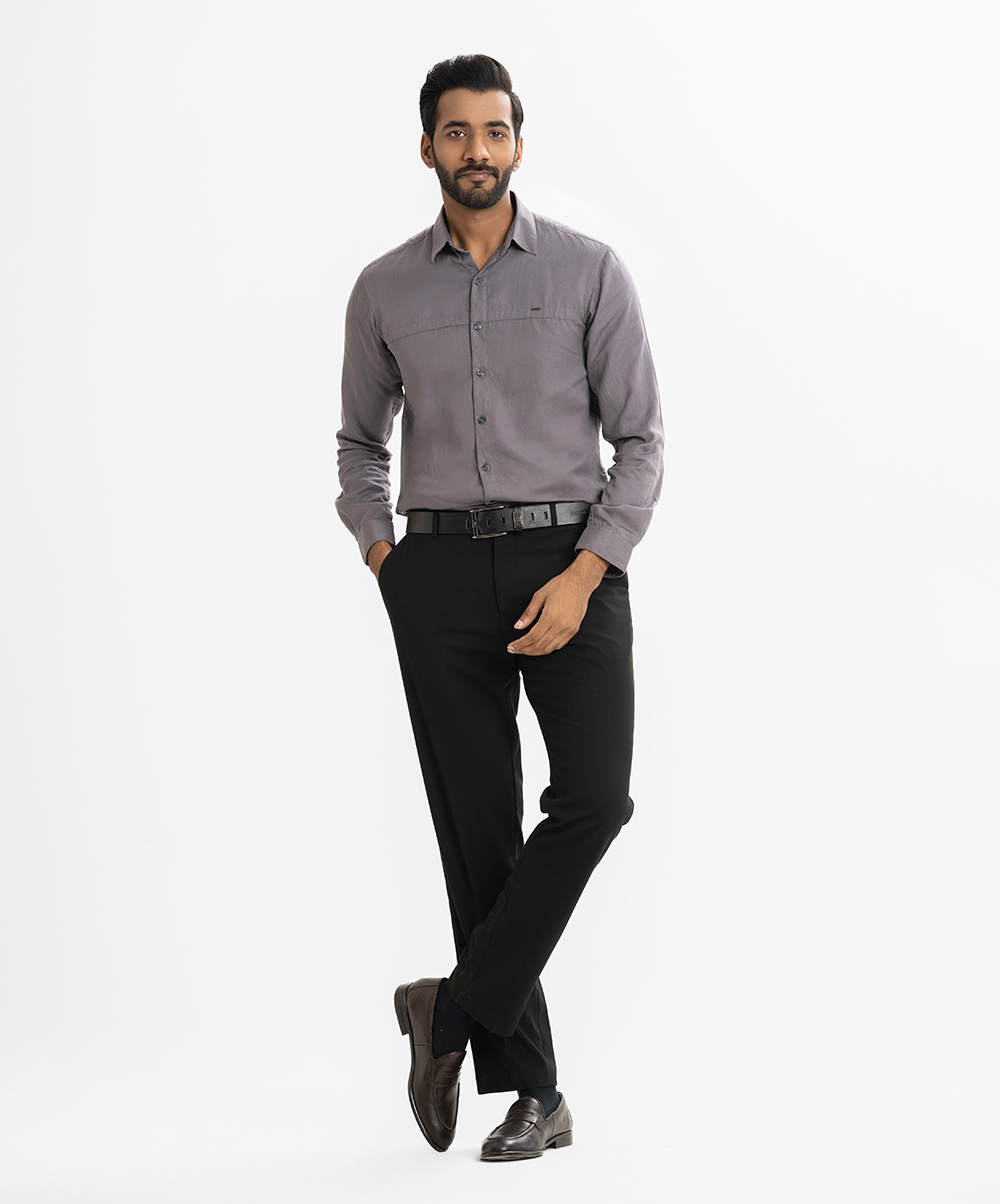 Red Blended Cotton Check Long Sleeve Casual Shirt