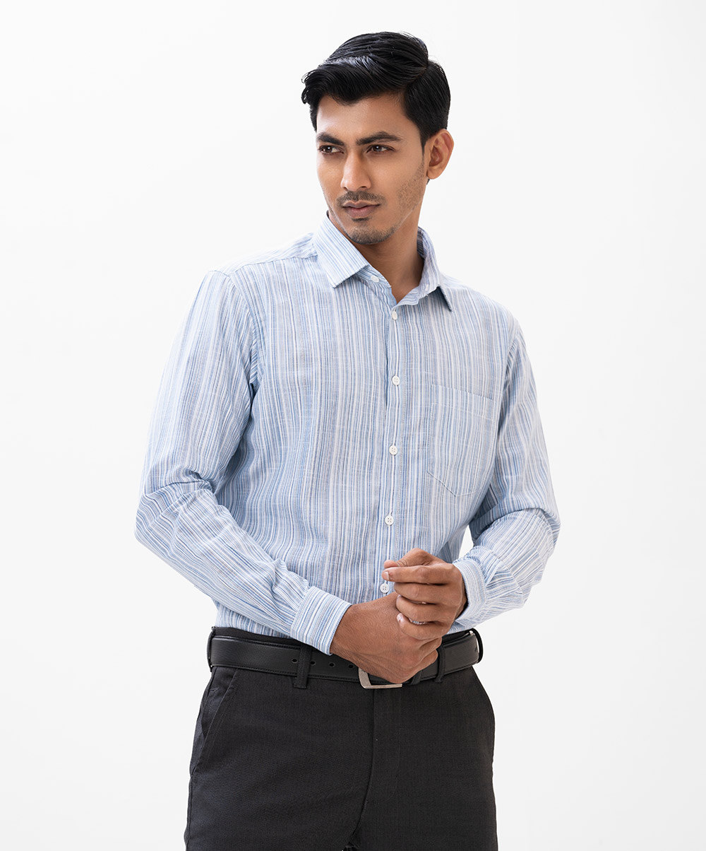 White Jacquard Long Sleeve Formal Shirt