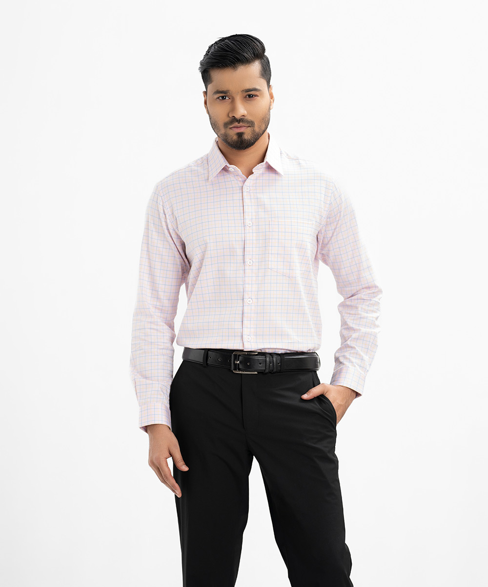 Sky Blue Cotton Long Sleeve Formal Shirt