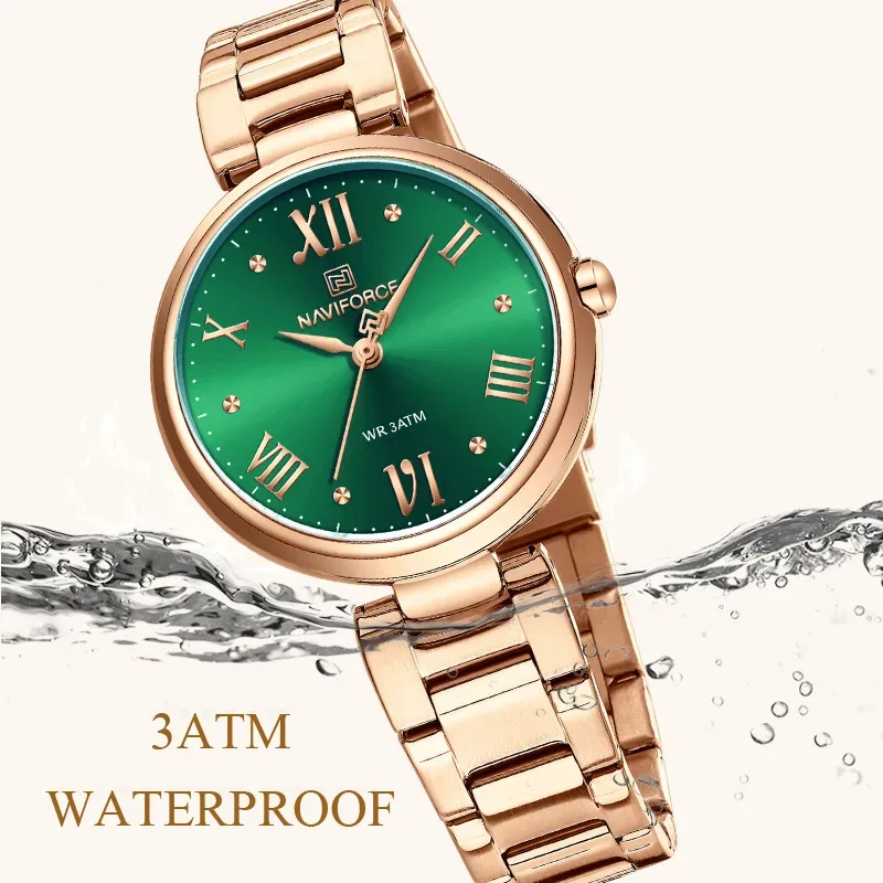 Naviforce 5030 Women Watch – RoseGold Green