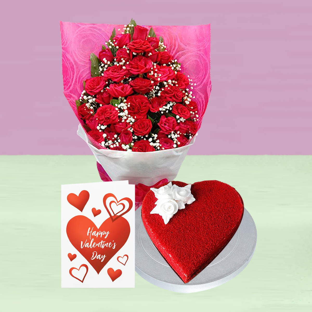 Rose Bouquet &  Red Velved Cake