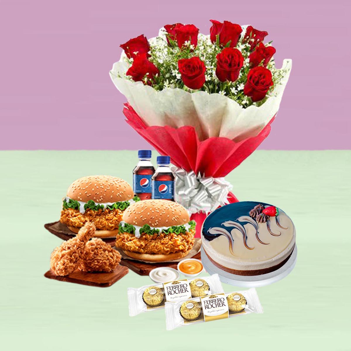 KFC Combo With Cake, Chocolate & Rose