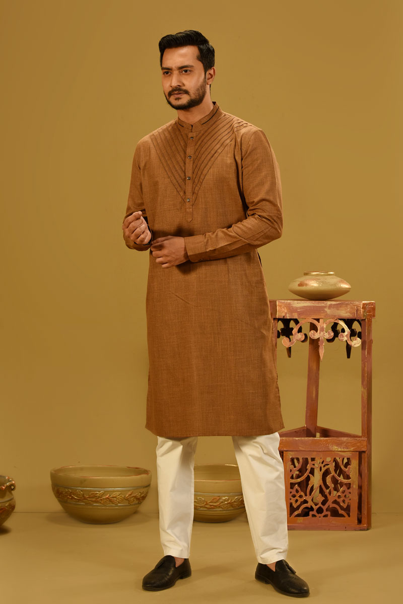 Coffee Coloured Cotton Panjabi