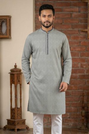 Sage Green Cotton Printed Panjabi