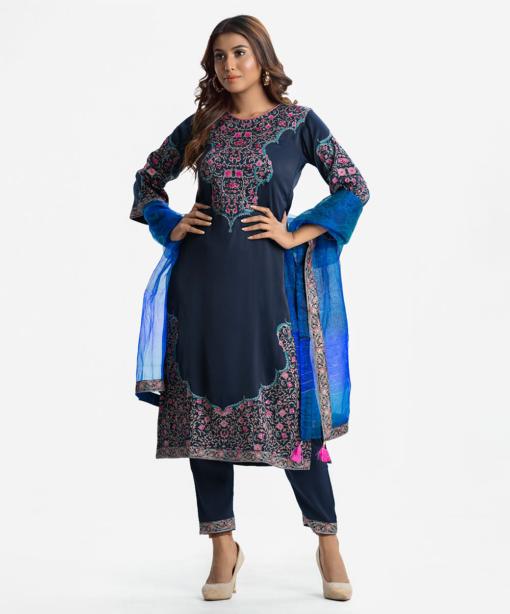 White Cotton Printed Salwar Kameez Set