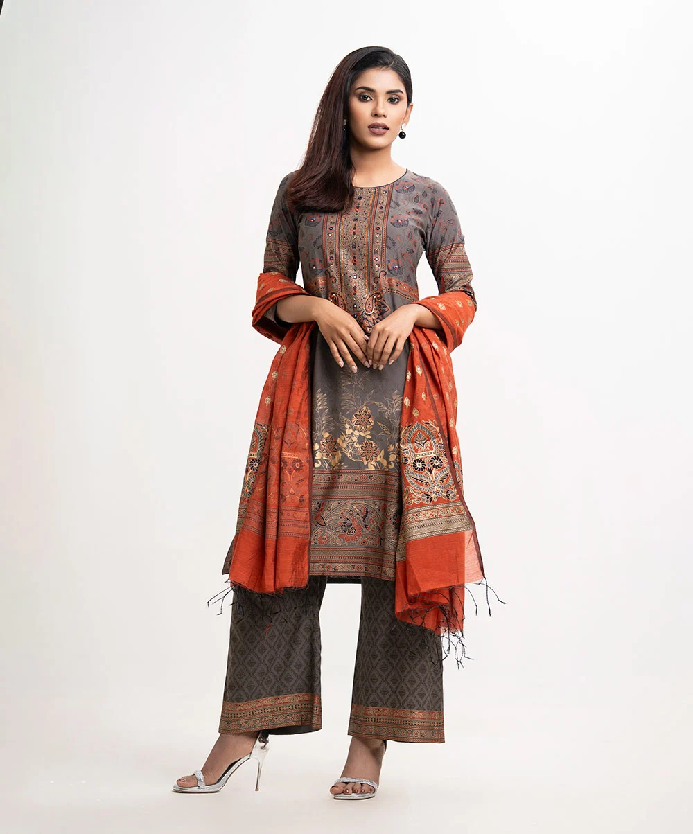 Ash Cotton Karchupi Salwar Kameez