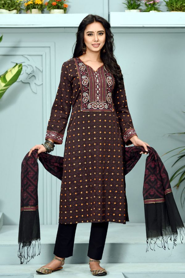 Black Georgette Printed & Hand Embroidered Salwar Kameez Set