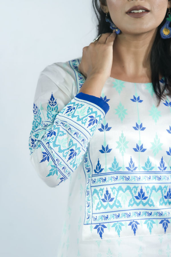 White Voile Printed Salwar Kameez Set